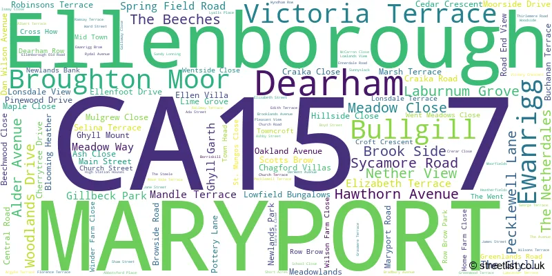 A word cloud for the CA15 7 postcode